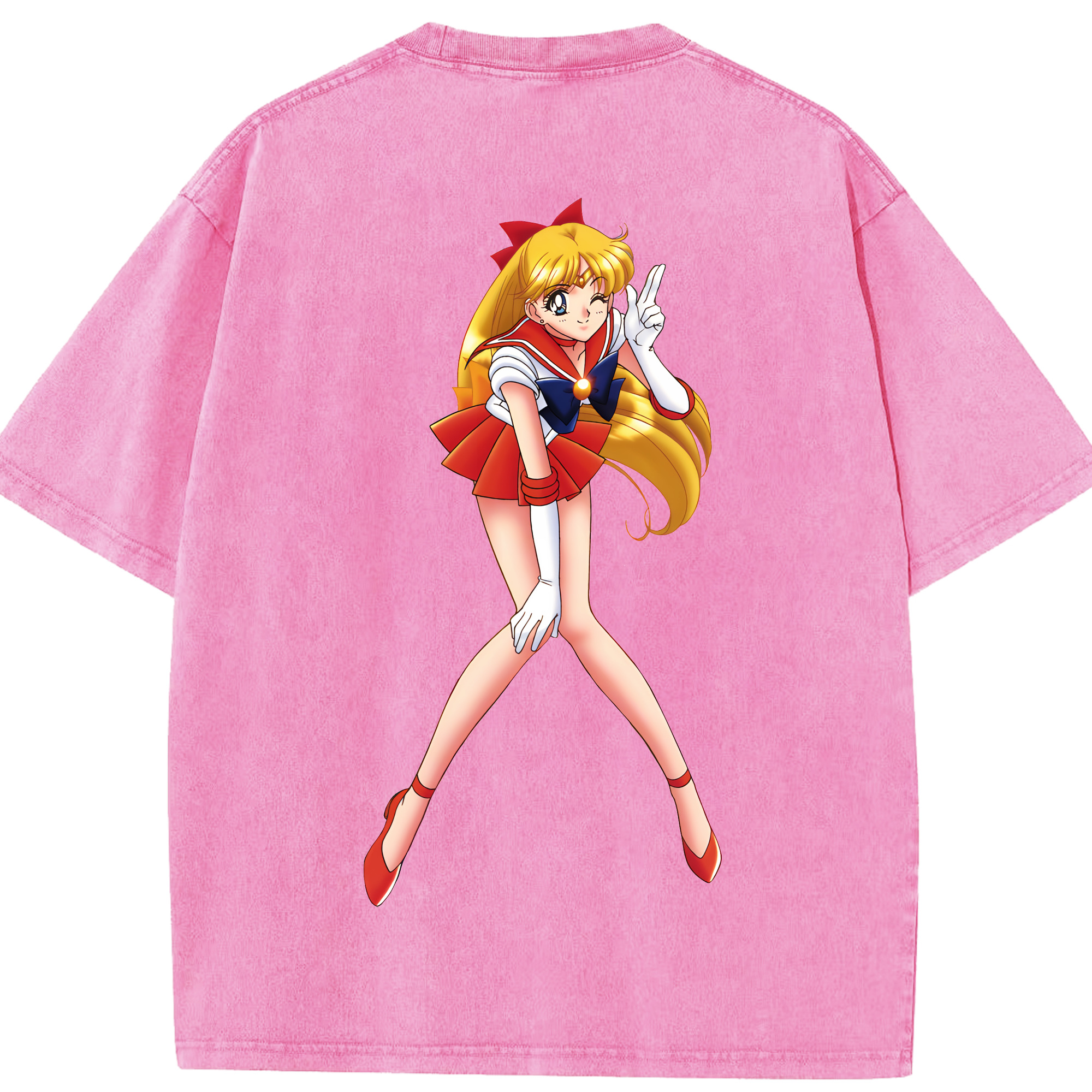 （画像用） 美少女戦士セーラームーン 愛野 美奈子 あいの みなこ Sailor Moon Aino Minako 綿100% ヴィンテージ風 半袖Tシャツ（背面プリント）